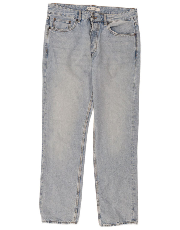Blugi drepți pentru bărbați Zara EU 42 Large W32 L32 Blue Bumbac