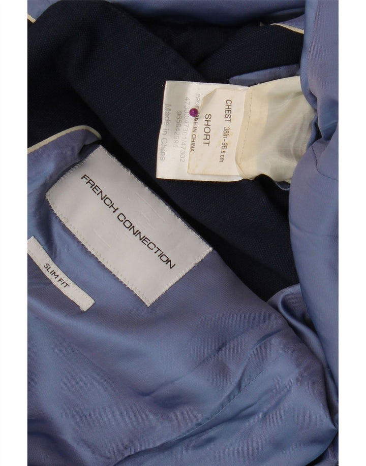FRENCH CONNECTION Mens Short Slim Fit Blazer Jacket UK 38 Medium Navy Blue Vintage French Connection and Second-Hand French Connection from Messina Hembry 