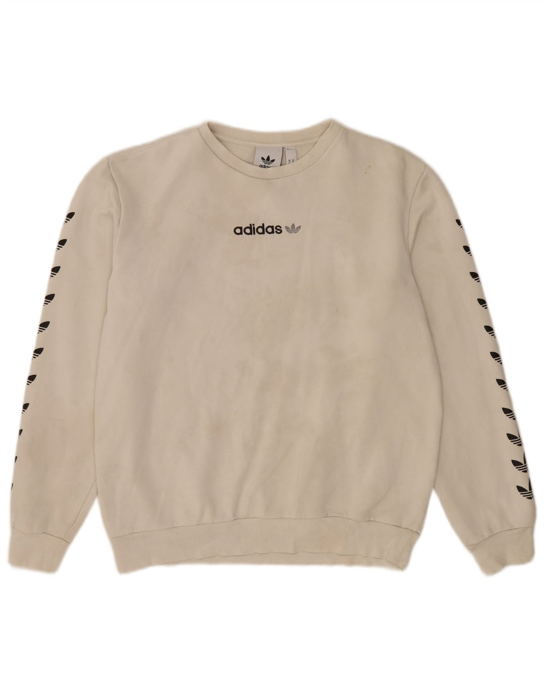 Pulover de hanorac grafic Adidas pentru femei UK 14 Bumbac alb mediu mediu