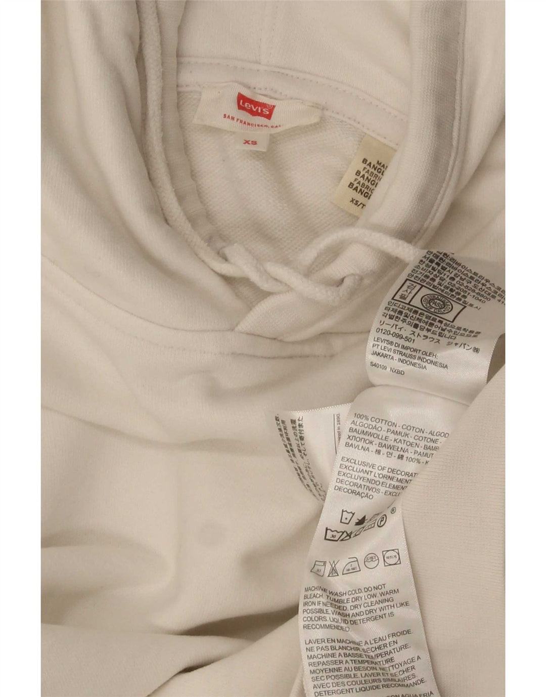 Pulover supradimensionat pentru bărbați Levi's XS Bumbac alb