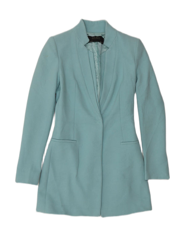 Jachetă pentru femei Zara, cu 1 nasture, cu paragate, UK 6 XS, albastru, acetat