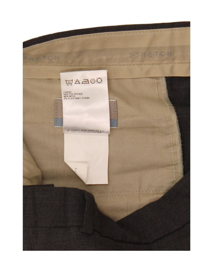 Marks & Spencer Pantaloni croiți pentru costum pentru bărbați L34 L29 Poliester gri
