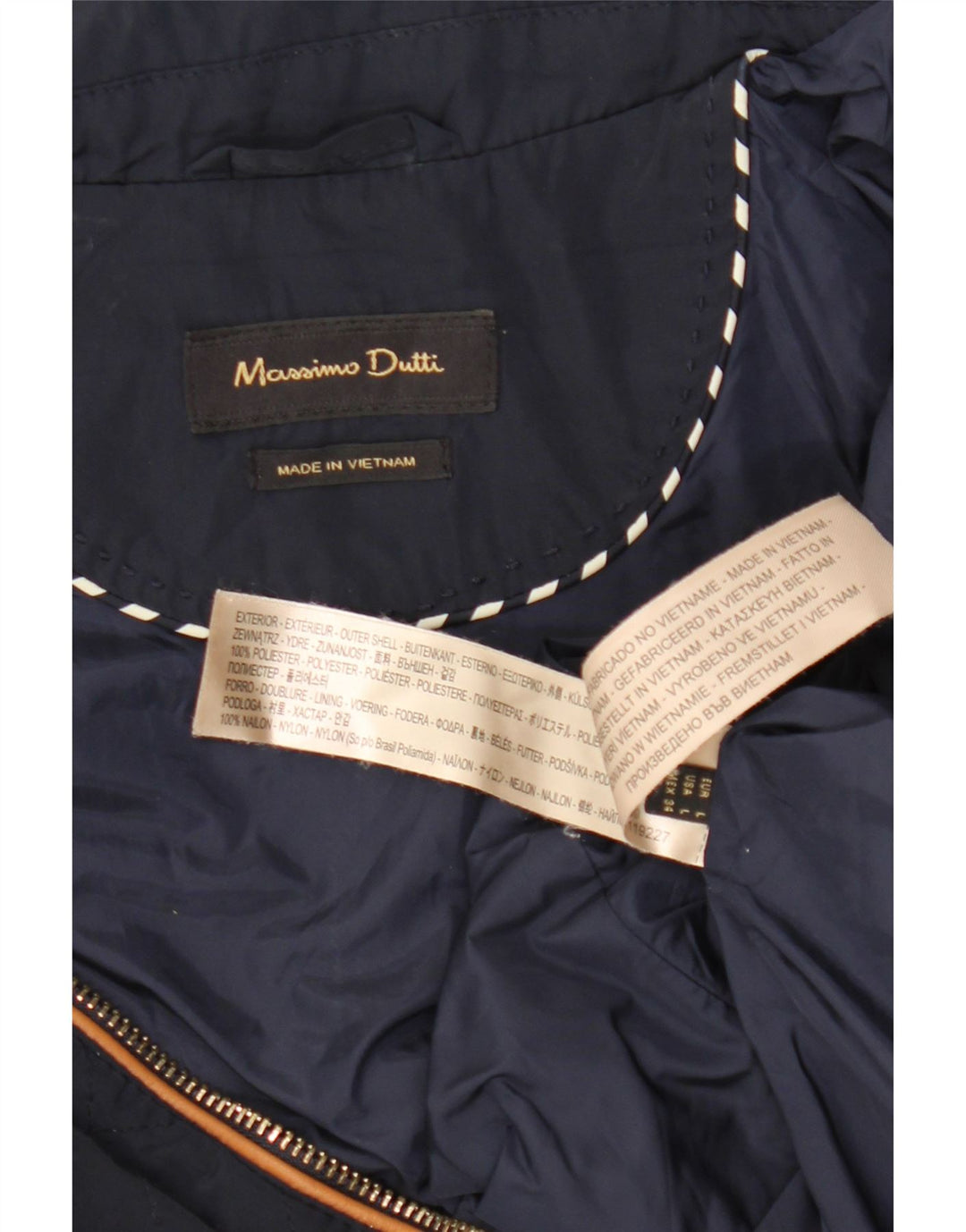Gilet matlasat Massimo Dutti pentru femei UK 14 mare nailon bleumarin