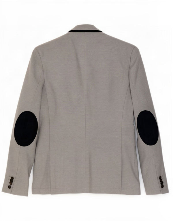 Blazer pentru bărbați Zara cu 2 nasturi EU 52, mare, gri, poliester color bloc