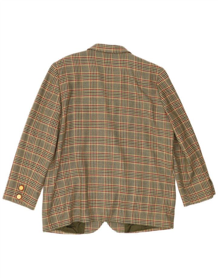 Donna Piu Jachetă Blazer cu 3 nasturi pentru femei UK 20 2XL Lână verde Houndstooth