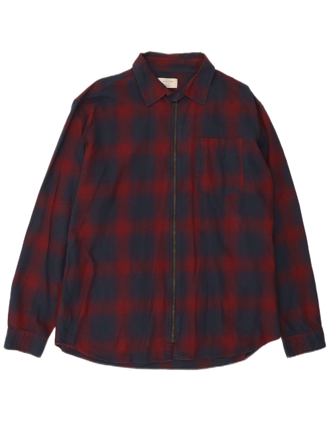 Cămașă Jack & Jones pentru bărbați din flanel 2XL, bumbac roșu cu carouri