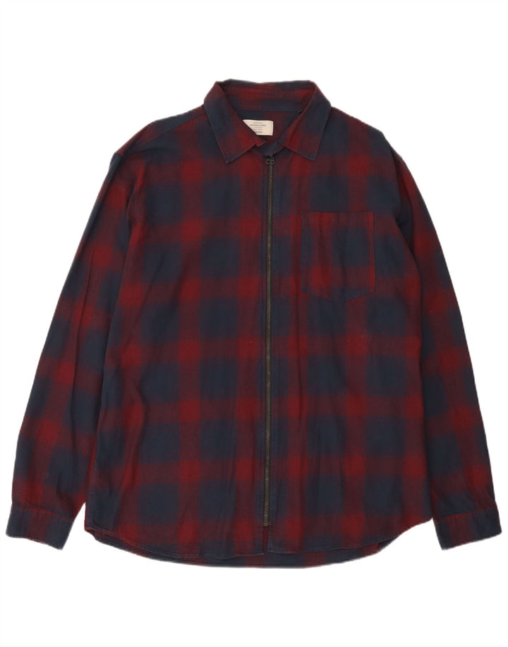 Cămașă Jack & Jones pentru bărbați din flanel 2XL, bumbac roșu cu carouri