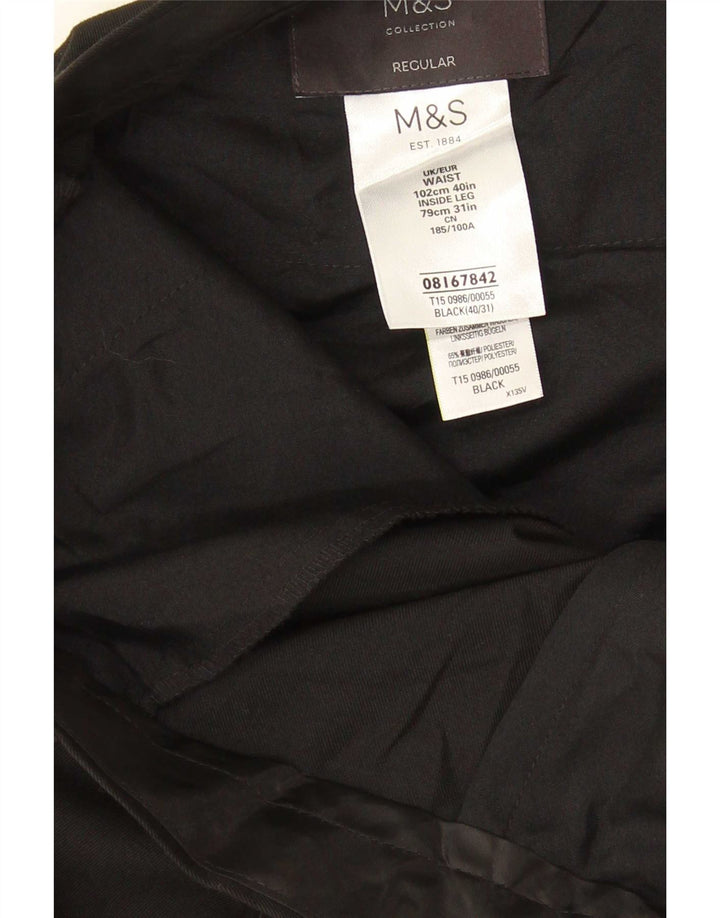 Pantaloni de costum obișnuiți pentru bărbați Marks & Spencer L40 L31 Poliester negru