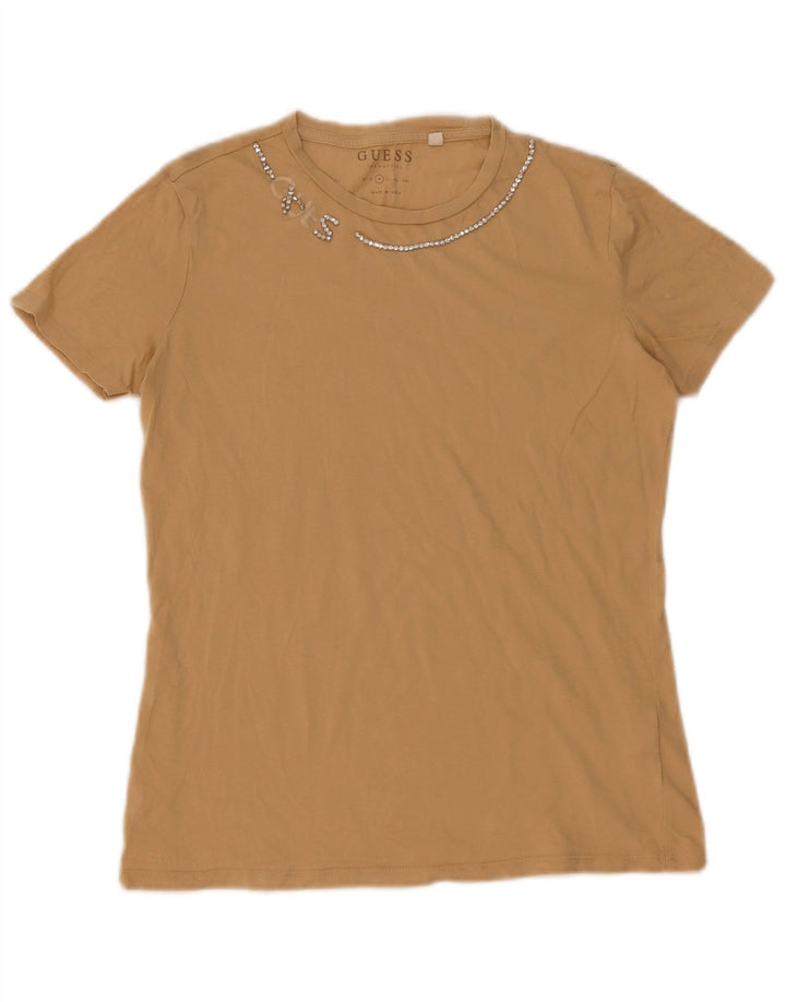 Tricou pentru femei Guess Top UK 12 Medium Beige Bumbac