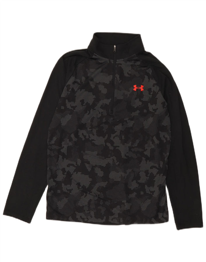 Top de trening Under Armour pentru bărbați, cu fermoar și gât, camuflaj negru