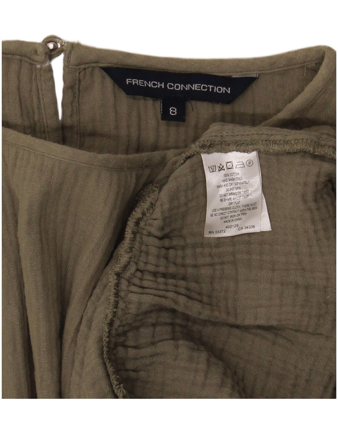 Bluză supradimensionată pentru femei French Connection Top UK 8 Small Kaki Bumbac