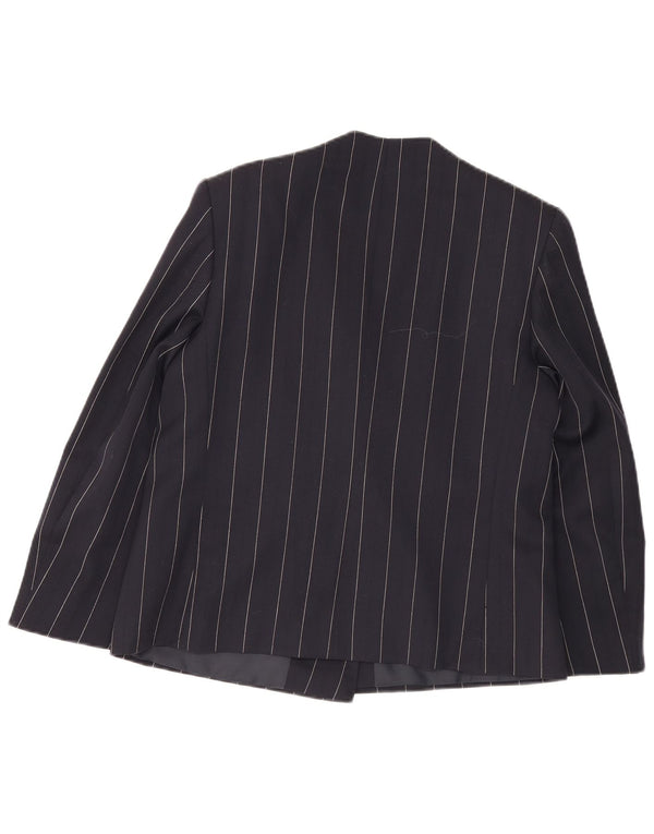 ELENA MIRO Jachetă Blazer pentru femei cu 2 nasturi UK 18 XL Lână cu dungi bleumarin