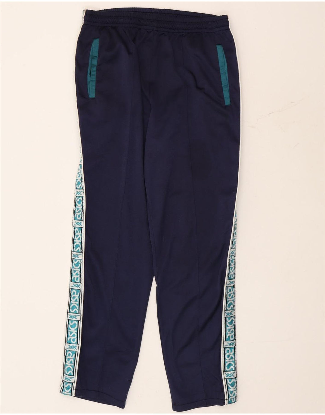 Pantaloni de trening grafic Asics pentru bărbați, medii bleumarin, color block