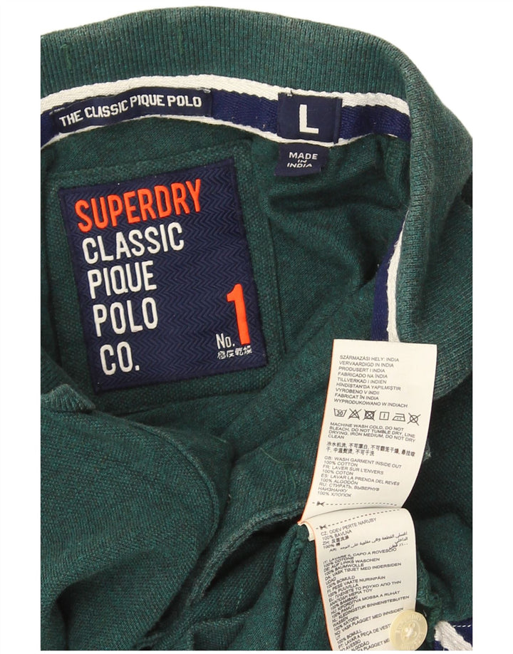 Tricou polo pentru bărbați Superdry, bumbac verde mare