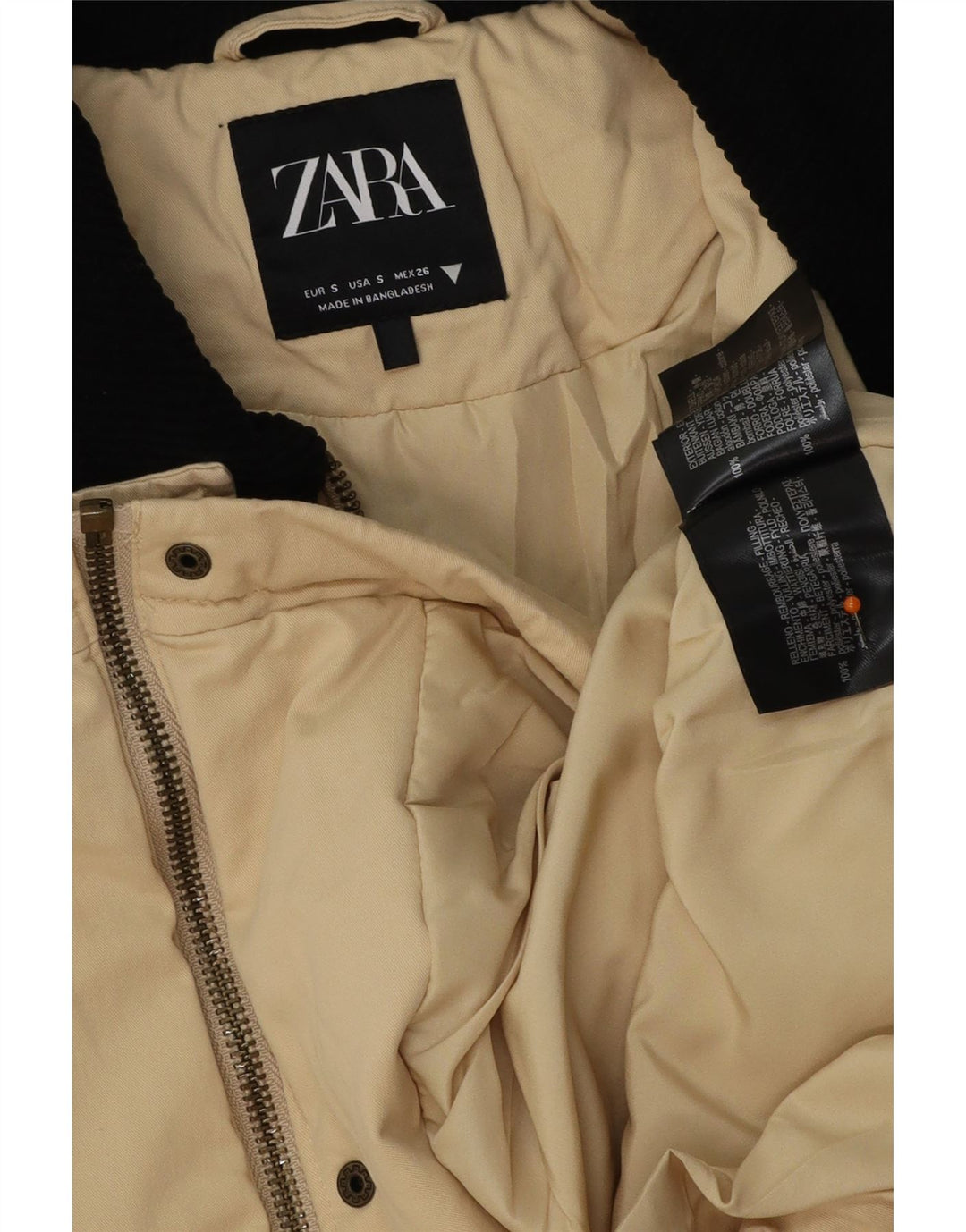 Jachetă utilitare supradimensionată pentru femei ZARA UK 10 Mic Bej Colorblock