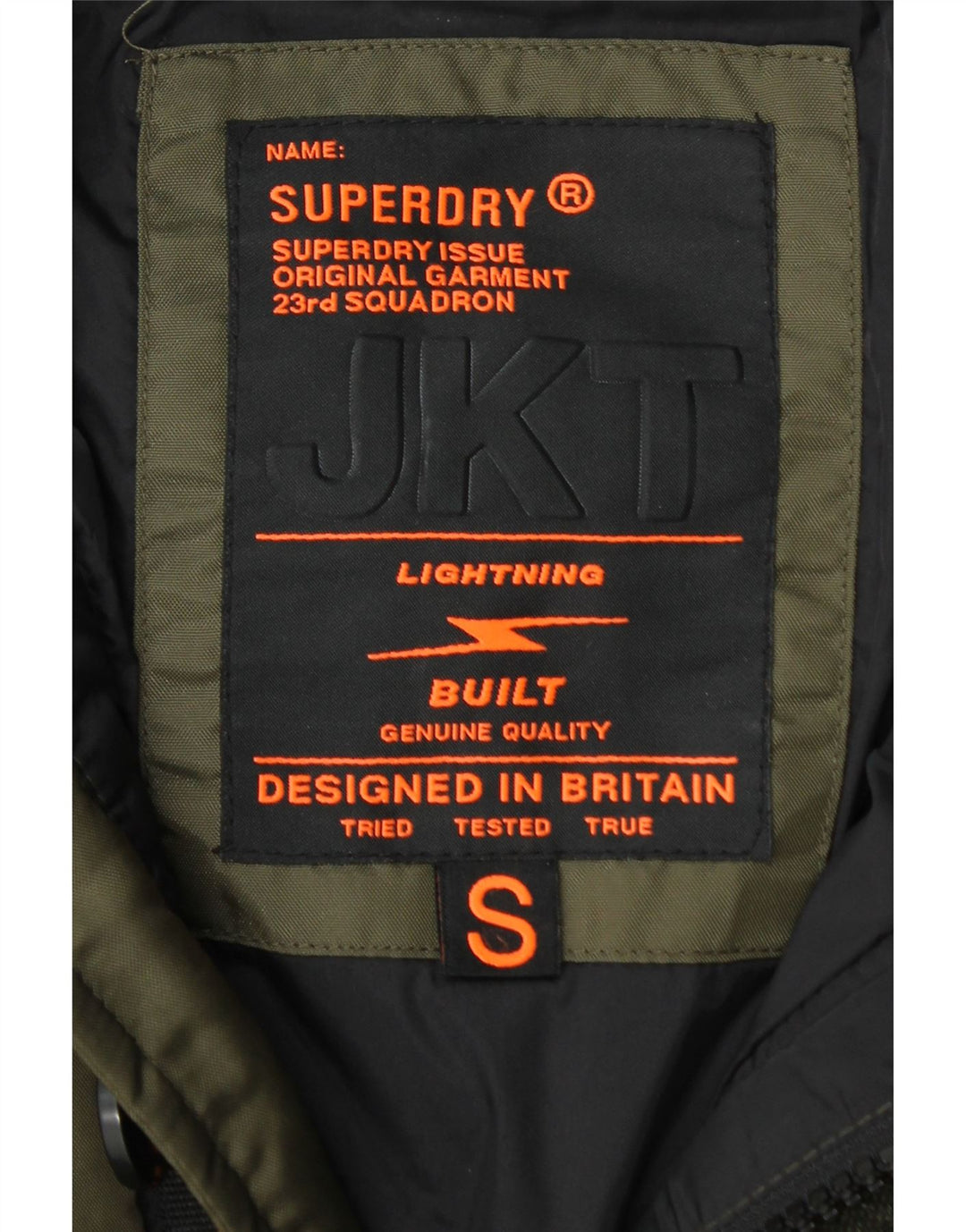 Jachetă căptușită cu glugă pentru bărbați SUPERDRY UK 36 Nailon mic kaki