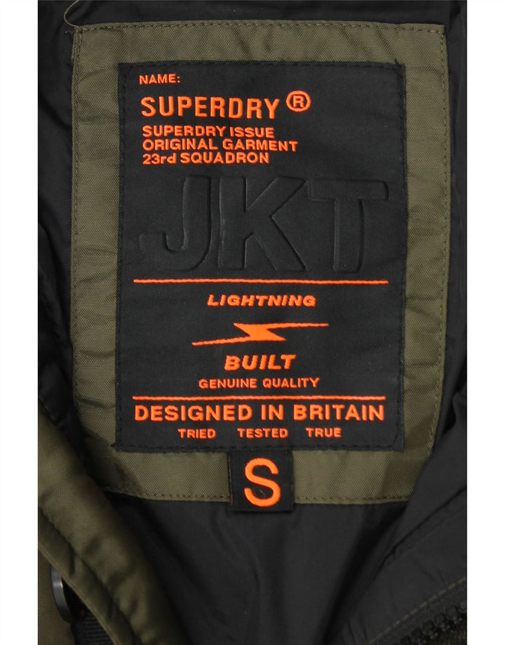 Jachetă căptușită cu glugă pentru bărbați SUPERDRY UK 36 Nailon mic kaki