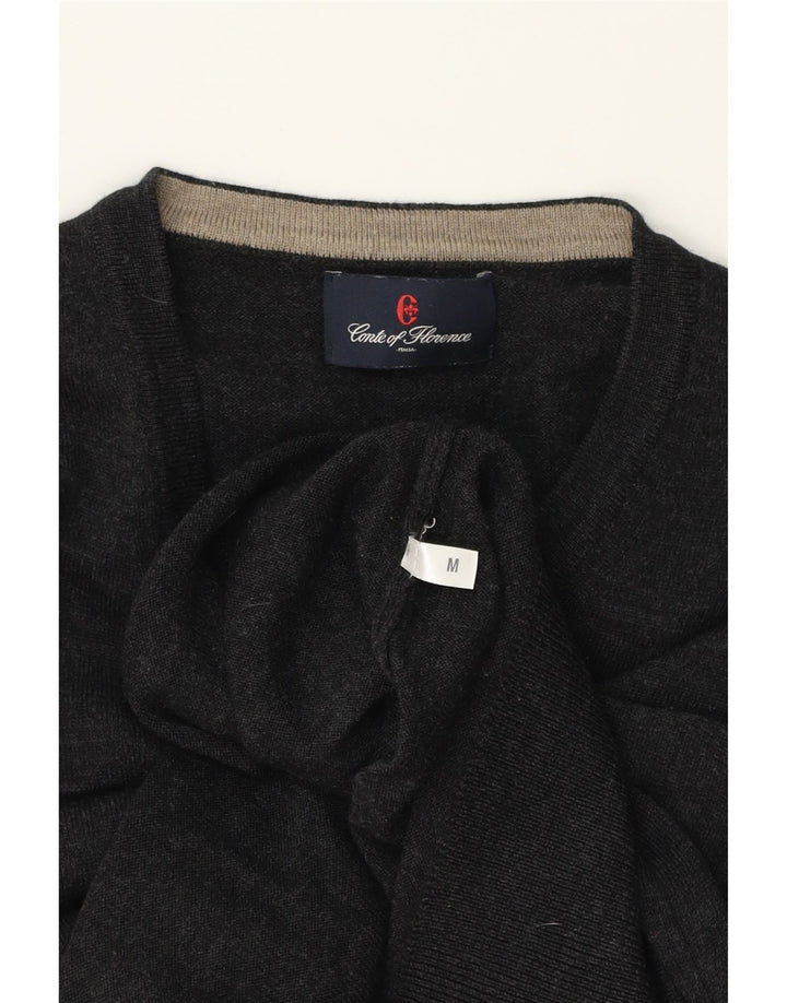 CONTE OF FLORENCE Mens V-Neck Jumper Sweater Medium Grey Vintage Conte of Florence and Second-Hand Conte of Florence from Messina Hembry 