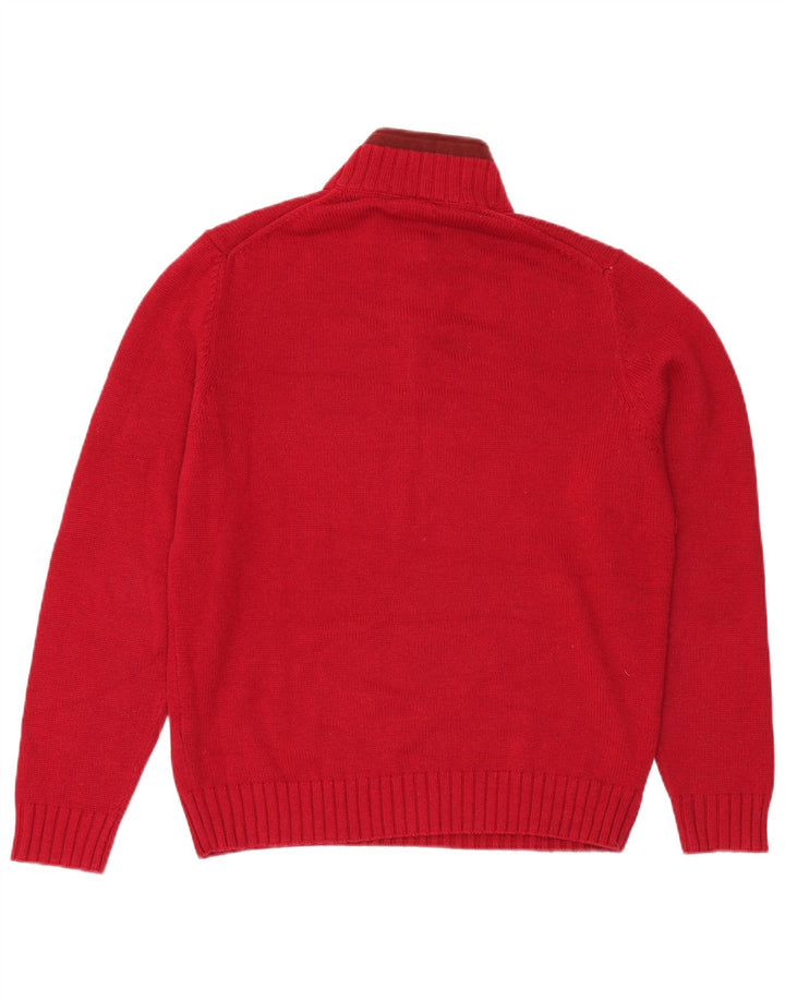 Pulover Massimo Dutti pentru bărbați, cu fermoar și gât, bumbac roșu XL