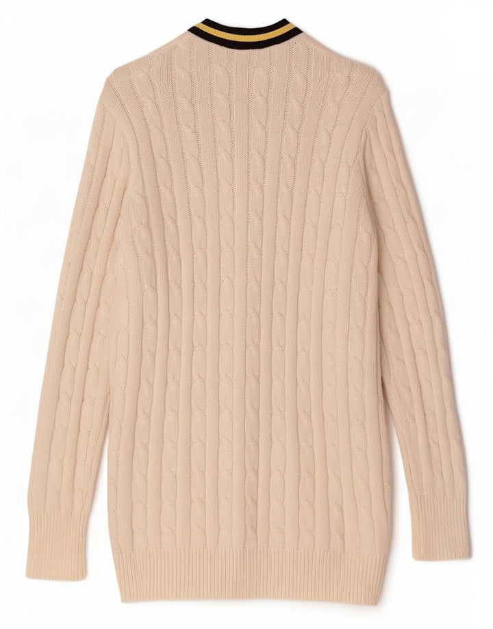 Pulover cardigan pentru femei Ralph Lauren UK 14 bumbac alb mediu
