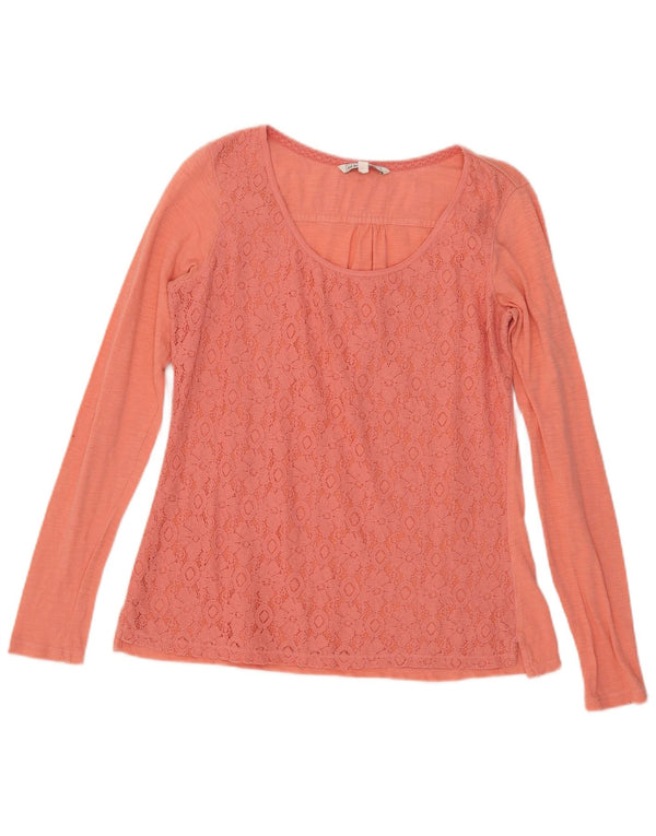 Fat Face pentru femei Top cu mânecă lungă UK 12 Medium Pink Floral Bumbac