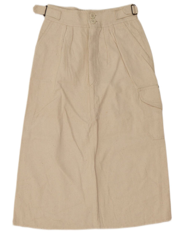 Vintage Womens Cargo Skirt W24 XS Off White Flecked Cotton