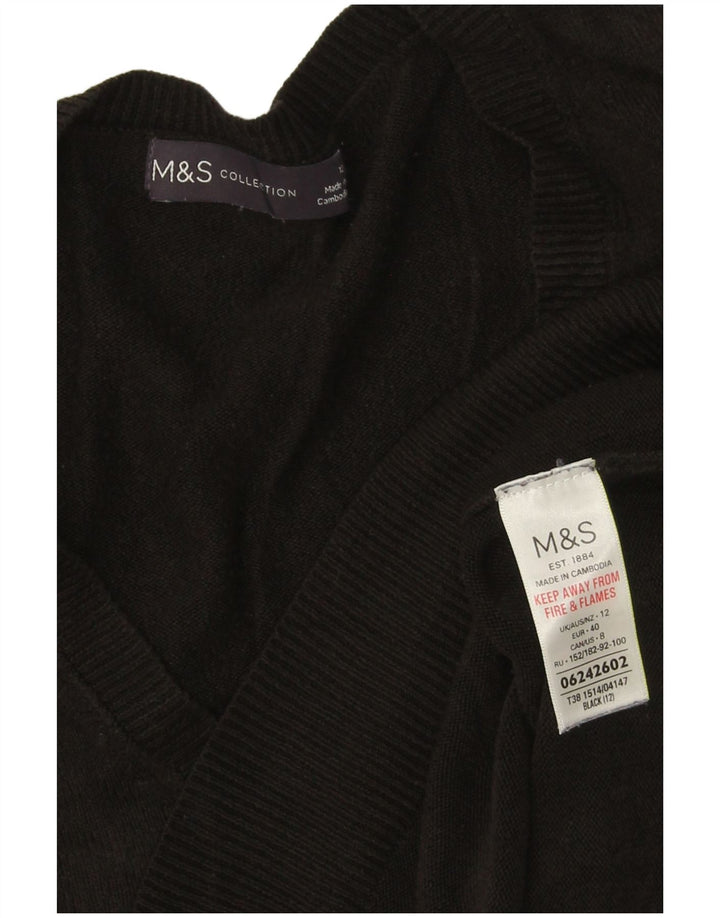 Pulover pentru femei Marks & Spencer cu decolteu în V UK 12 Medium Negru Acrilic