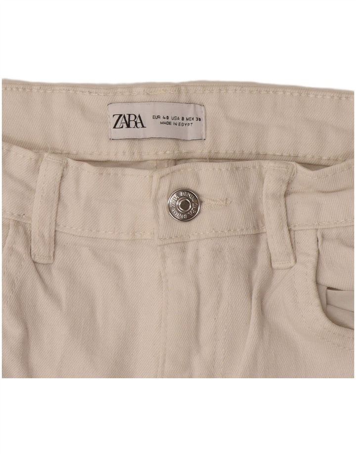 Blugi Drepți Femei Zara EU 40 Medium L30 L27 Alb