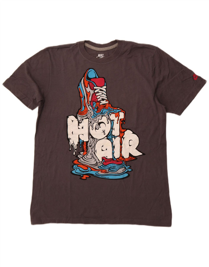 Tricou grafic NIKE pentru bărbați, cu croiala standard, top mare din bumbac gri