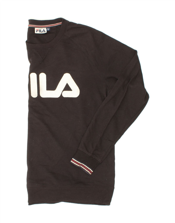 FILA Mens Graphic Sweatshirt Jumper Medium Black Cotton Vintage Fila and Second-Hand Fila from Messina Hembry 