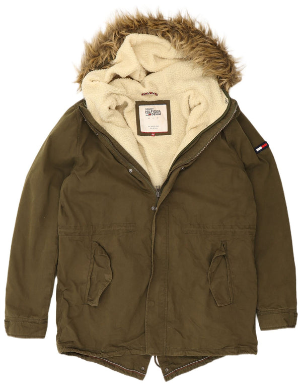 Jachetă parka cu glugă Tommy Hilfiger pentru bărbați UK 44 2XL Kaki Poliester
