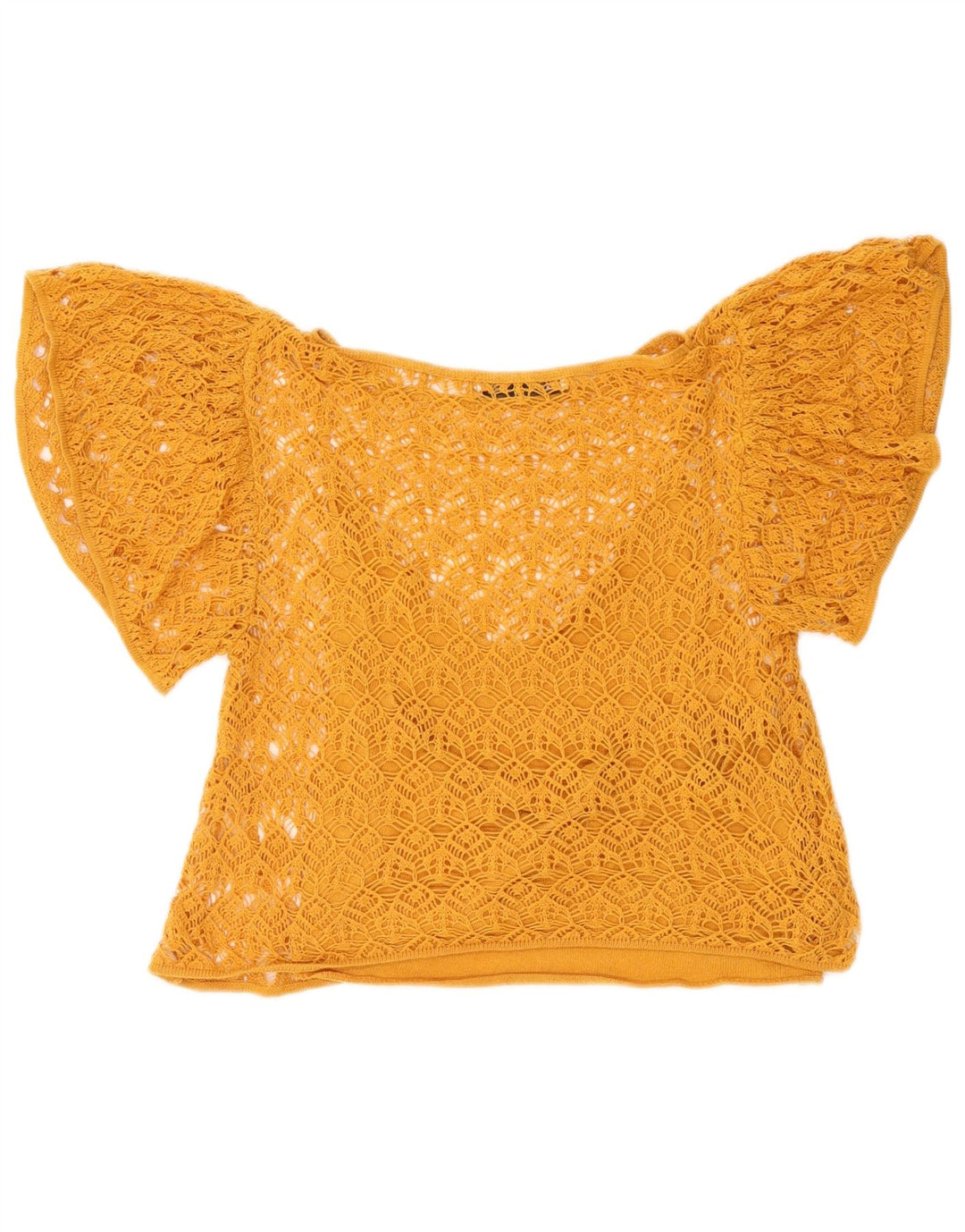 Top Crochet Crochet pentru femei Zara UK 10 Small Yellow