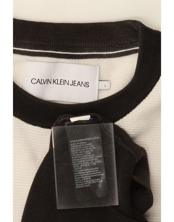 Calvin Klein Jeans Pulover grafic pentru bărbați, mare, negru, bloc de culoare