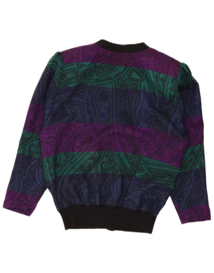 Pulover cardigan pentru femei VINTAGE UK 16 Lână mare multicoloră Paisley