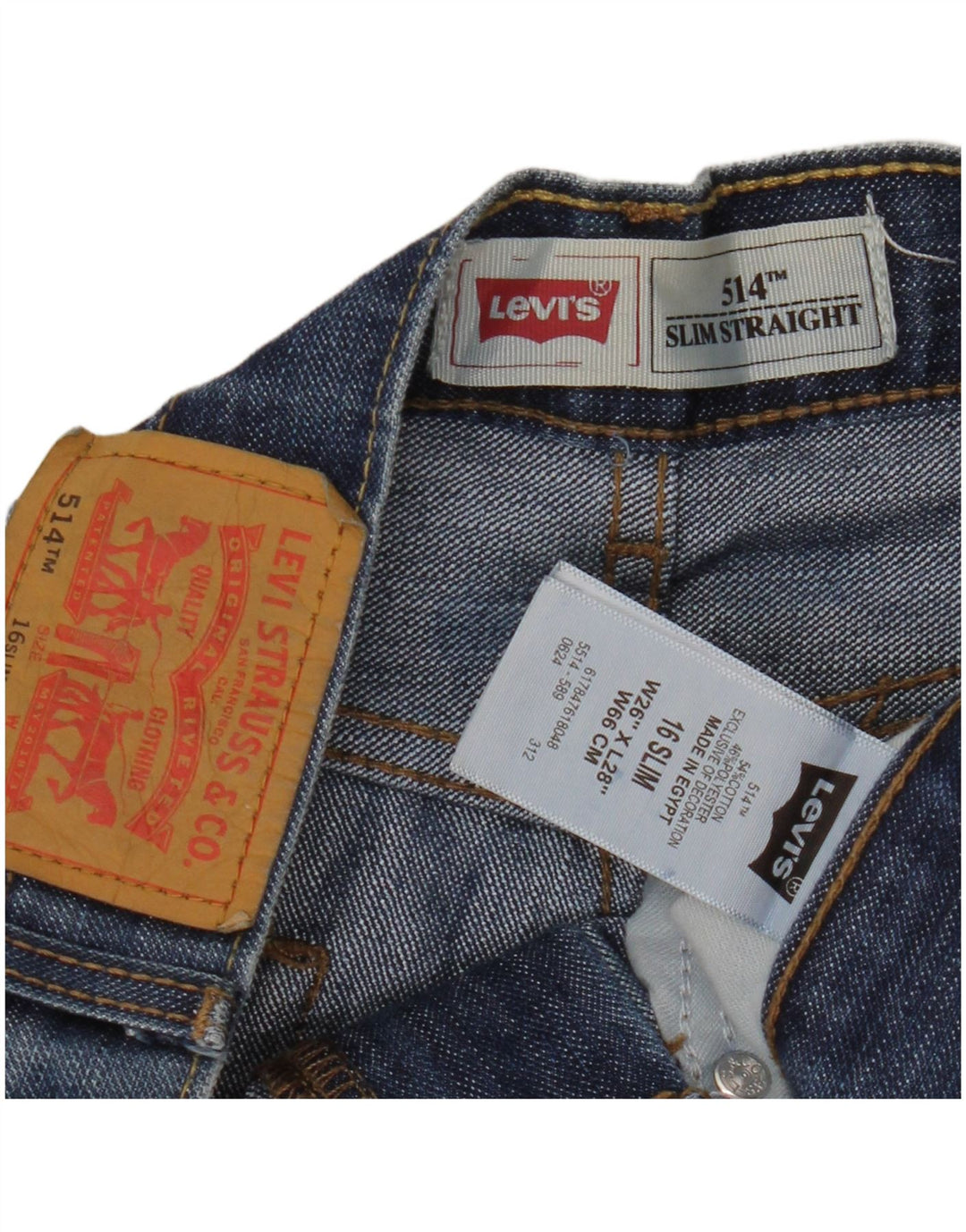 LEVI'S Blugi slim drepte 514 fete 15-16 ani W26 L28 albastru bumbac