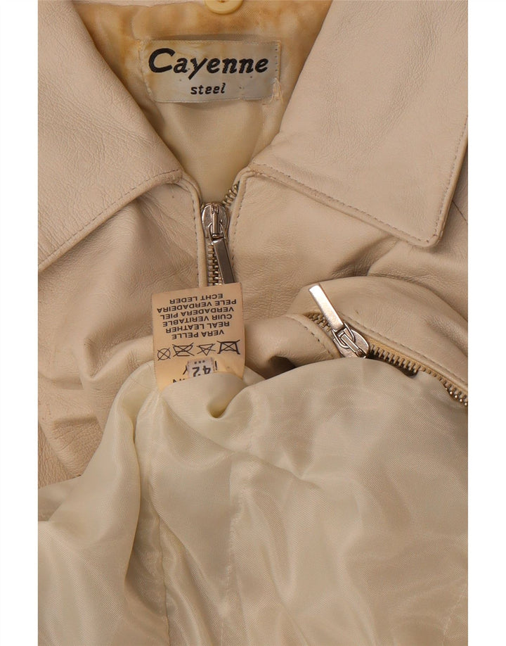 Jachetă din piele crop Cayenne pentru femei IT 42 Medium White Leather