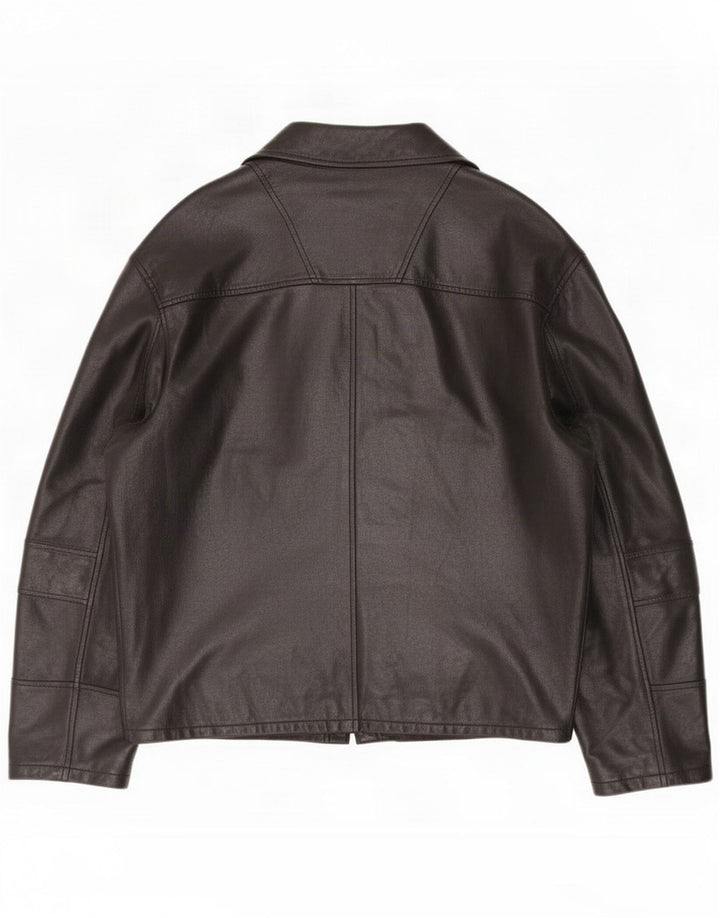Vintage Mens Leather Jacket IT 54 2XL Black