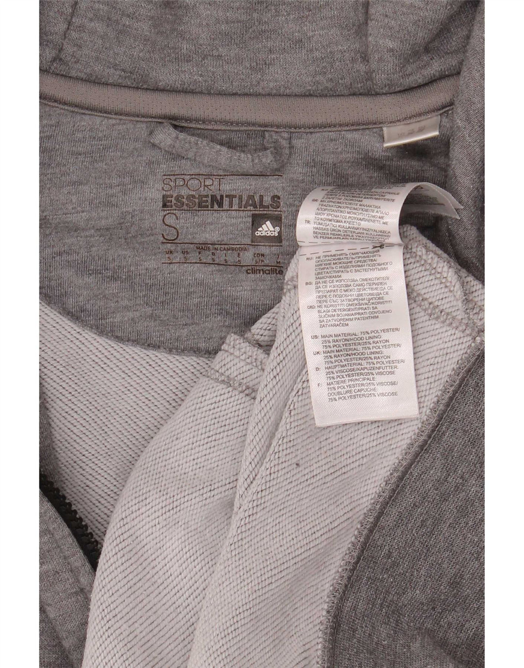 Pulover Adidas Climalite Zip pentru bărbați, poliester cu pături mici, gri