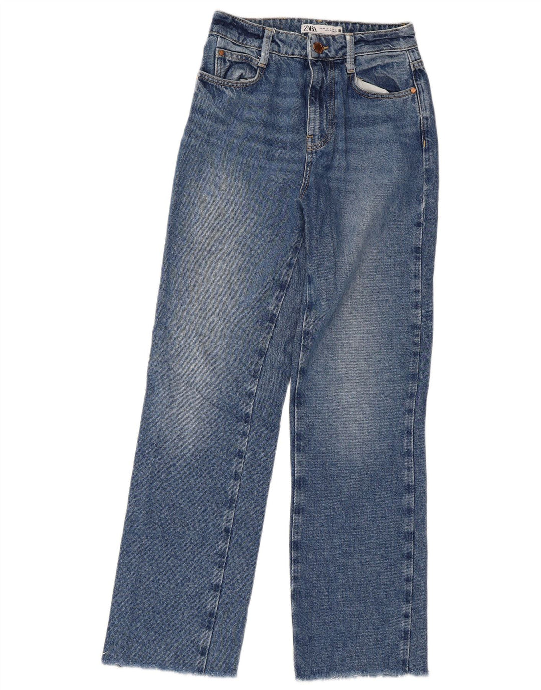 Blugi drepti pentru femei Zara EU 34 2XS W24 L29 Albastru