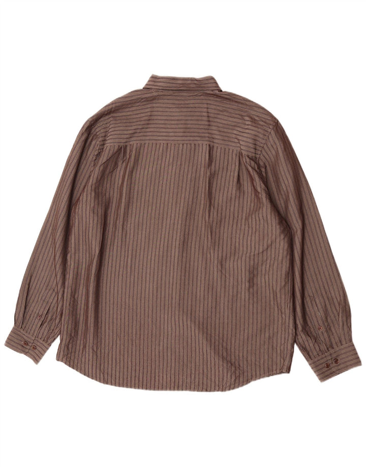 Cămașă bărbați M&Co XL, maro, în dungi, viscoză