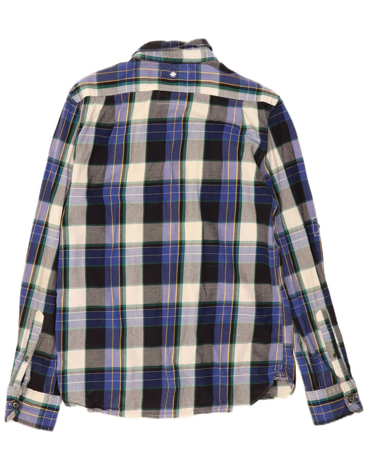 Cămașă de flanel pentru bărbați SUPERDRY XL, bumbac cu carouri bleumarin