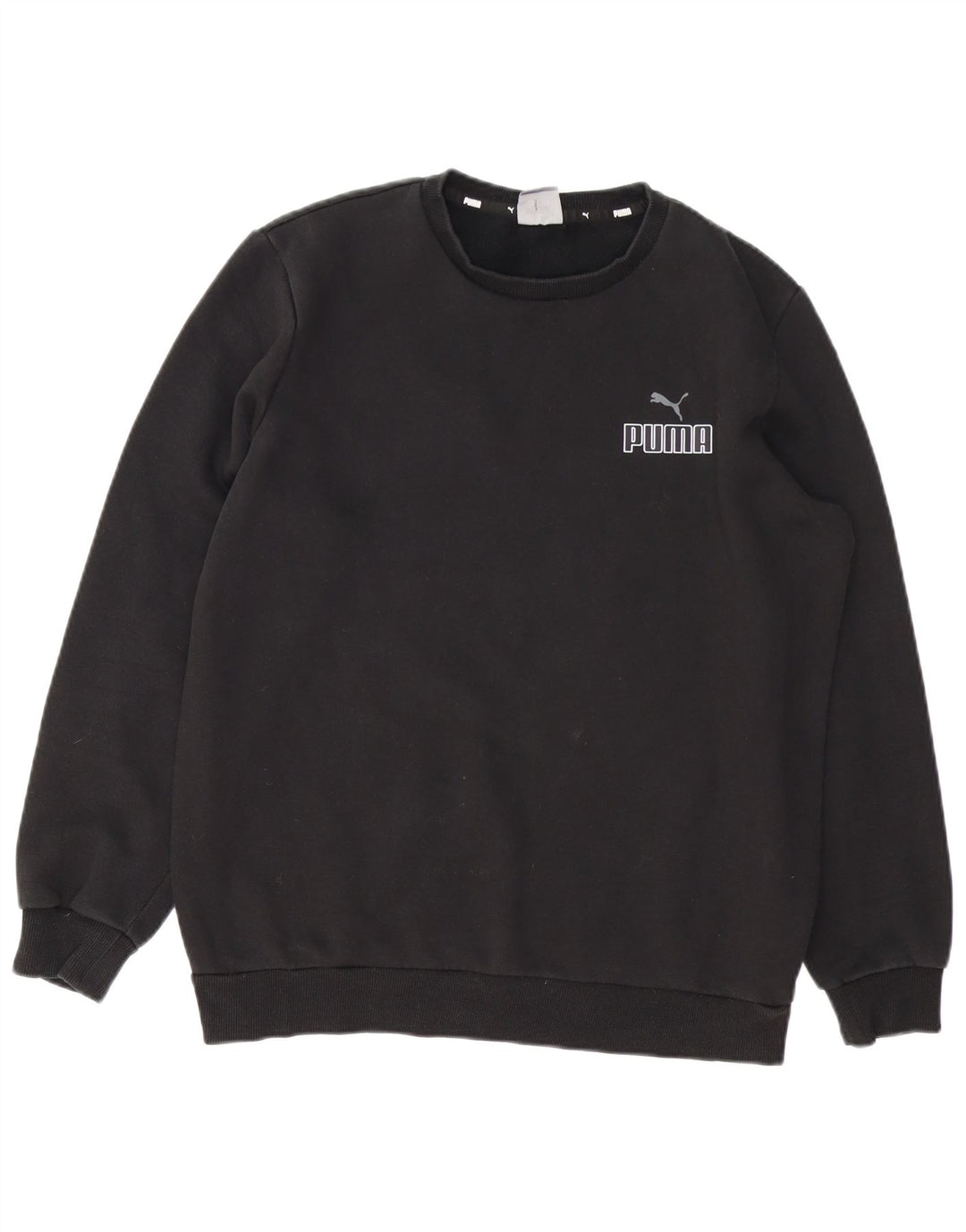 Pulover Puma pentru bărbați, bumbac mediu negru