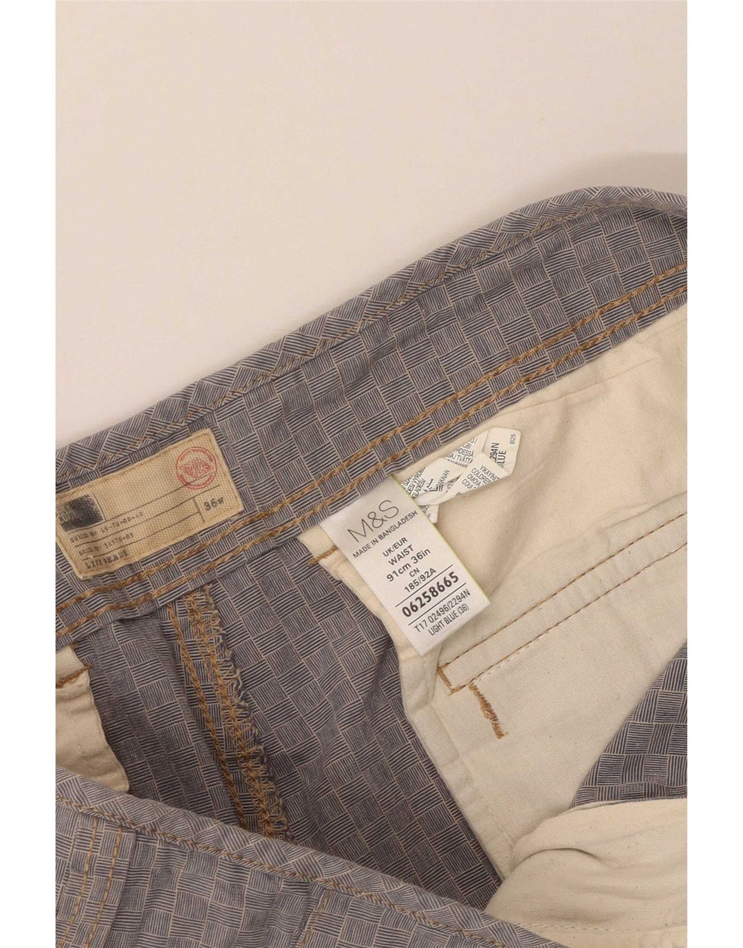 Pantaloni scurți cargo pentru bărbați Marks & Spencer, mari W36, bumbac cu carouri albastre