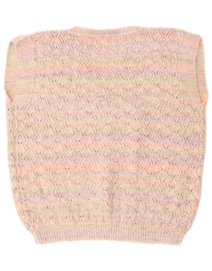 VINTAGE Femei Vest Tank Top UK 16 Large Pink Striped