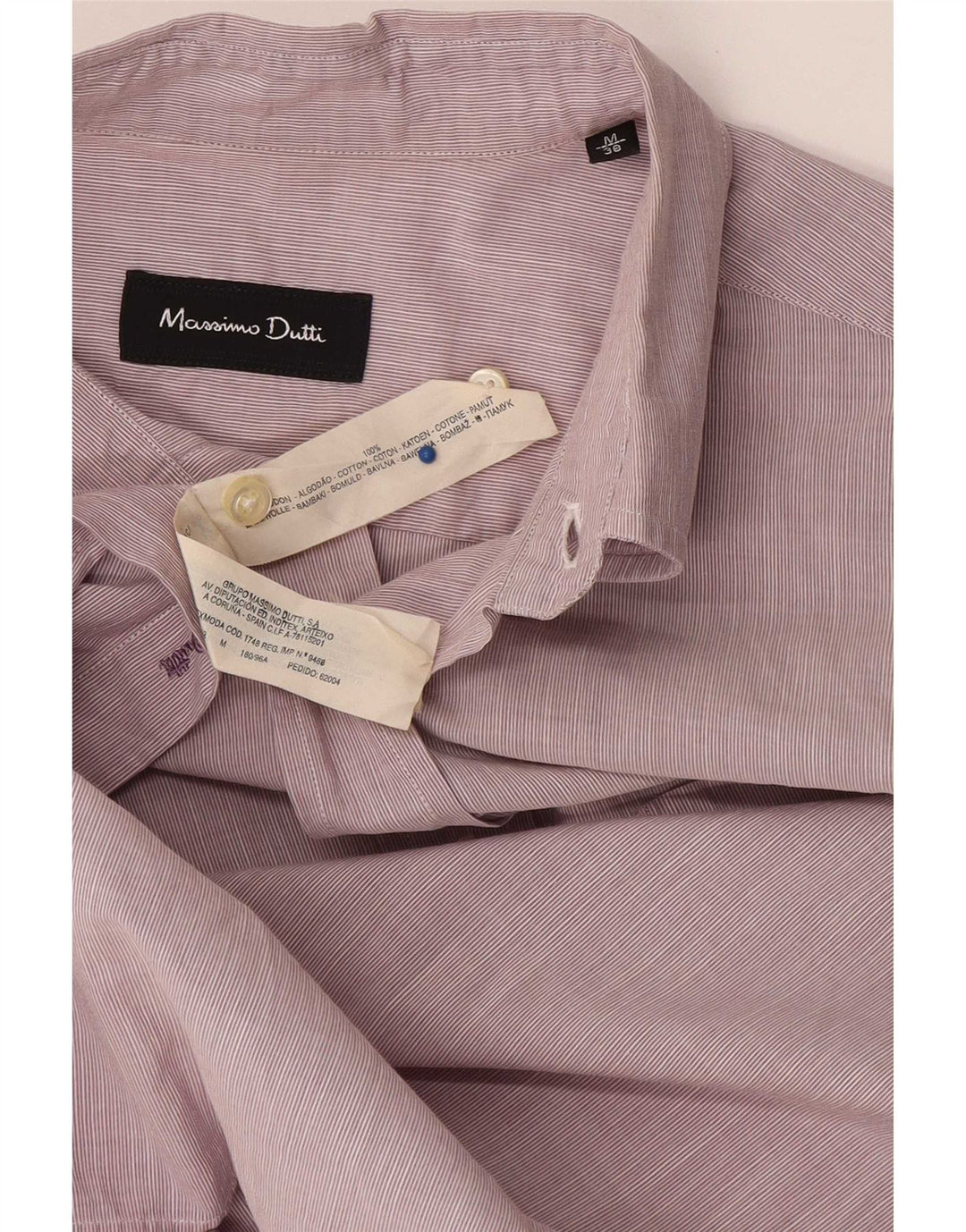 Cămașă cu mânecă scurtă Massimo Dutti pentru bărbați, bumbac cu dungi roz mediu