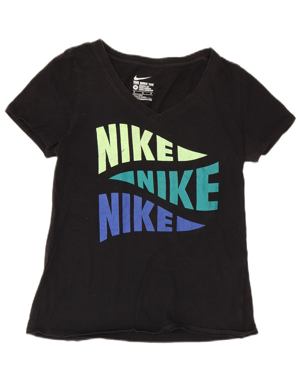 Tricou grafic Nike Womens Athletic Cut Top UK 14 Medium Negru