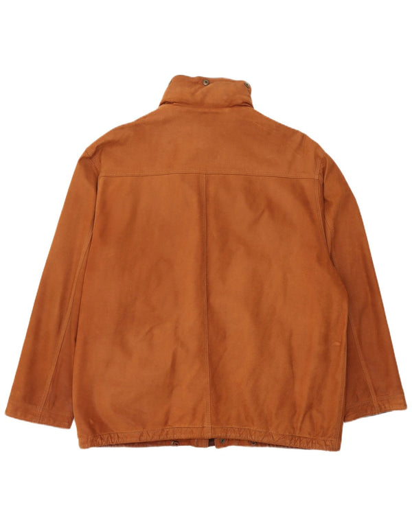 Jachetă de piele cu glugă vintage pentru bărbați UK 42 XL din piele maro