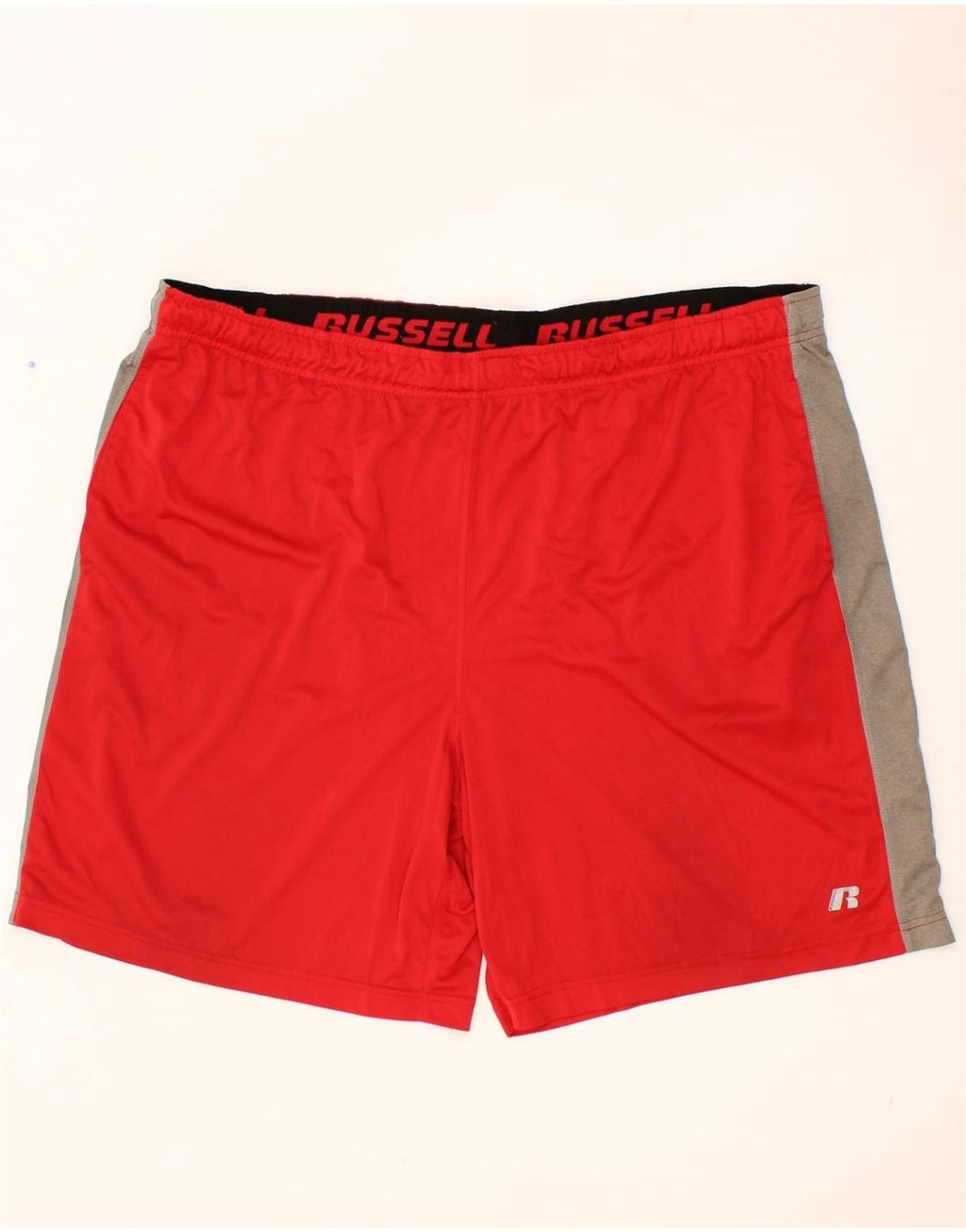 RUSSELL ATHLETIC Mens Sport Shorts XL Red Colourblock Polyester Vintage Russell Athletic and Second-Hand Russell Athletic from Messina Hembry 