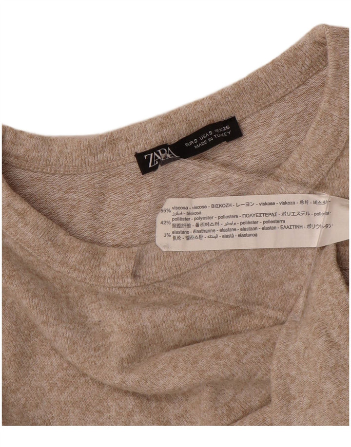 Crop Top pentru femei Zara cu mânecă lungă UK 8 Small Bej