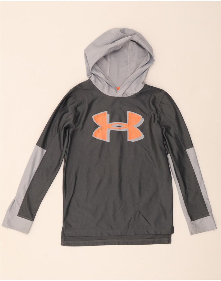Under Armour pentru băieți Heat Gear Graphic Top cu mânecă lungă, 9-10 ani, gri mediu